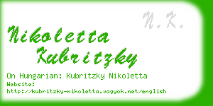 nikoletta kubritzky business card